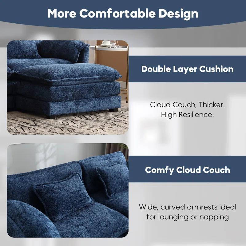 Latitude Run® Millan 112" L Shaped Modular Sectional Sofa with Ottoman & Memory Foam