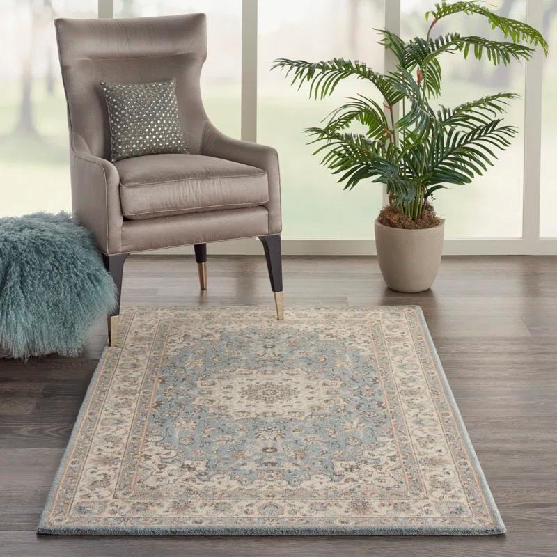Darya Home Jessika Floral Traditional Aqua Area Rug