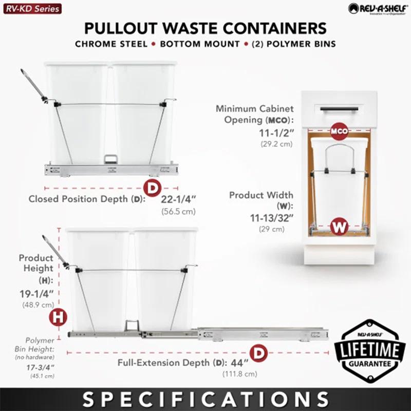 Rev-A-Shelf Double Sliding Pull-Out Waste Bin Containers