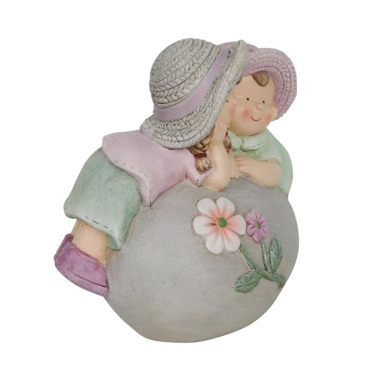 Alpine 11"H Children Leaning on Stone Garden Statue