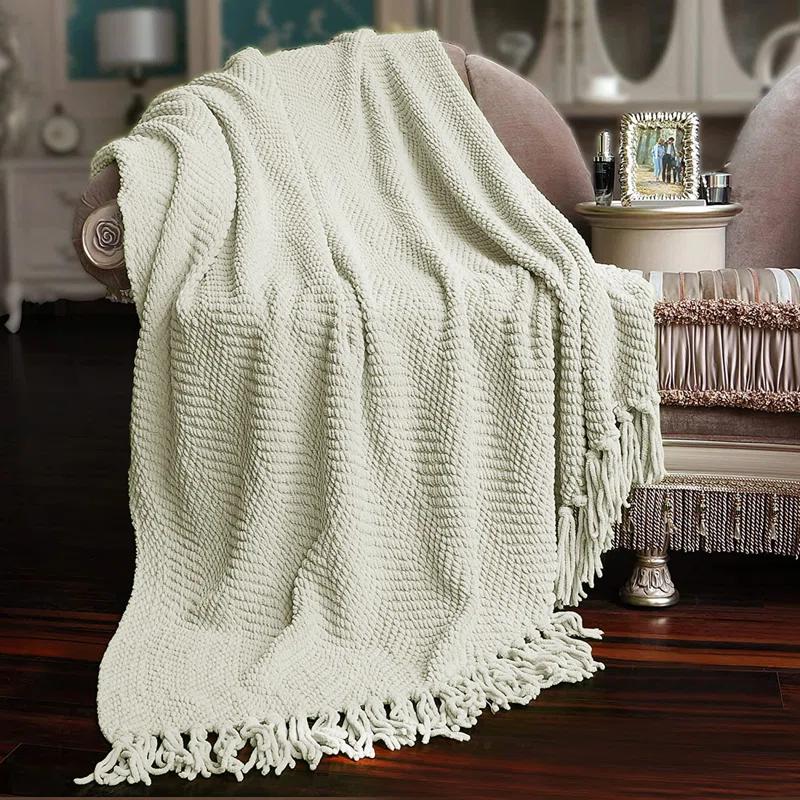 Home Soft Things Tweed Knitted Throw Blanket