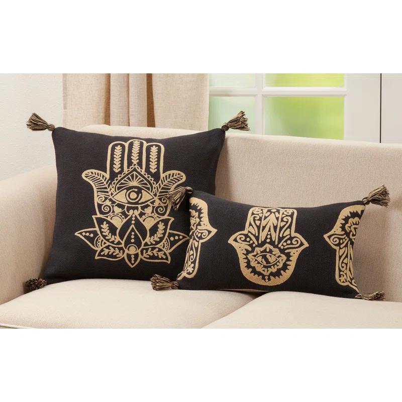 Saro Dinah Collection Embroidered Cotton Throw Pillow
