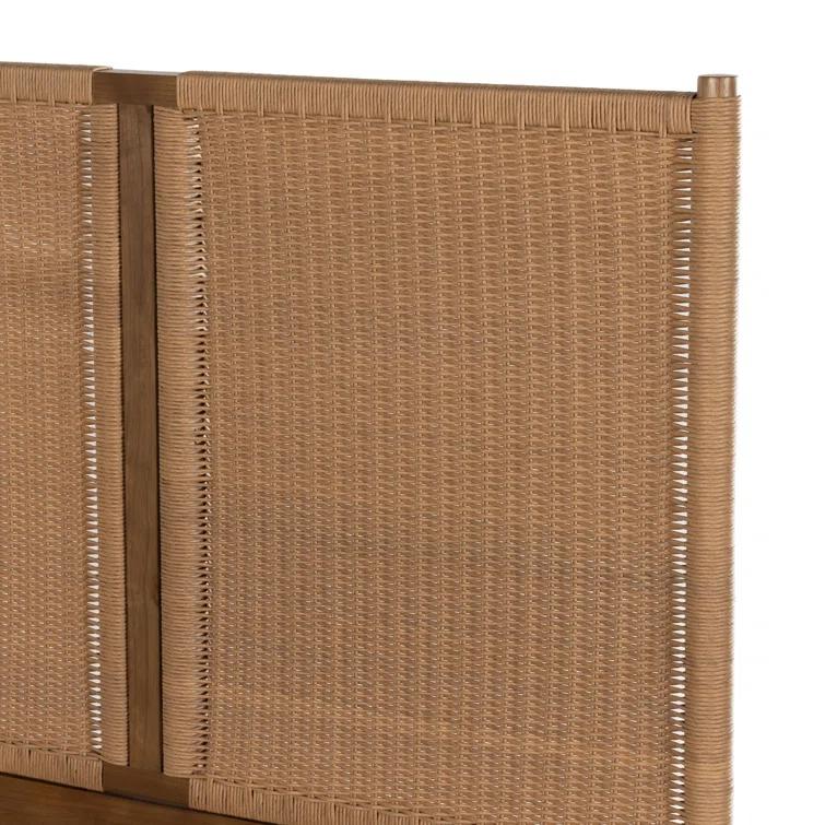 Toasted Sungkai Queen Platform Bed with Woven Headboard