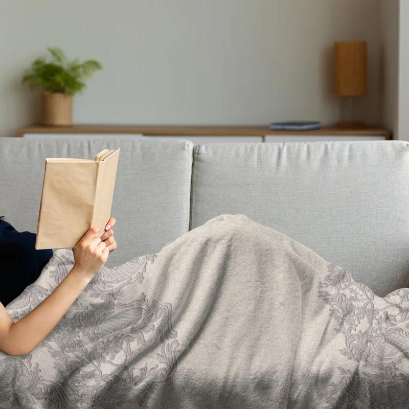Ambesonne Taupe Fleece Throw Blanket Retro Delicate Lace Like Taupe