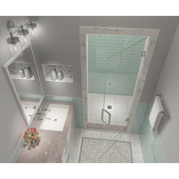 Aston Kinkade XL 23.75" - 24.25" W x 80" H Hinged Frameless Shower Door SDR997EZ-SS-2480