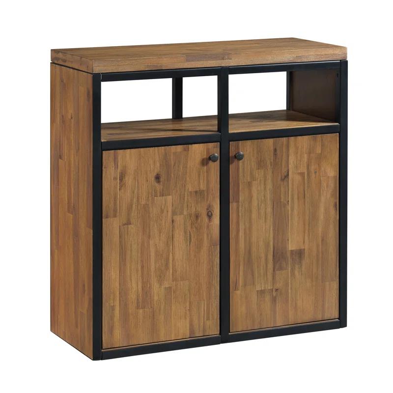 Alaterre Lloyd 31" Wide Rustic Industrial Metal Frame Shoe Storage Cabinet
