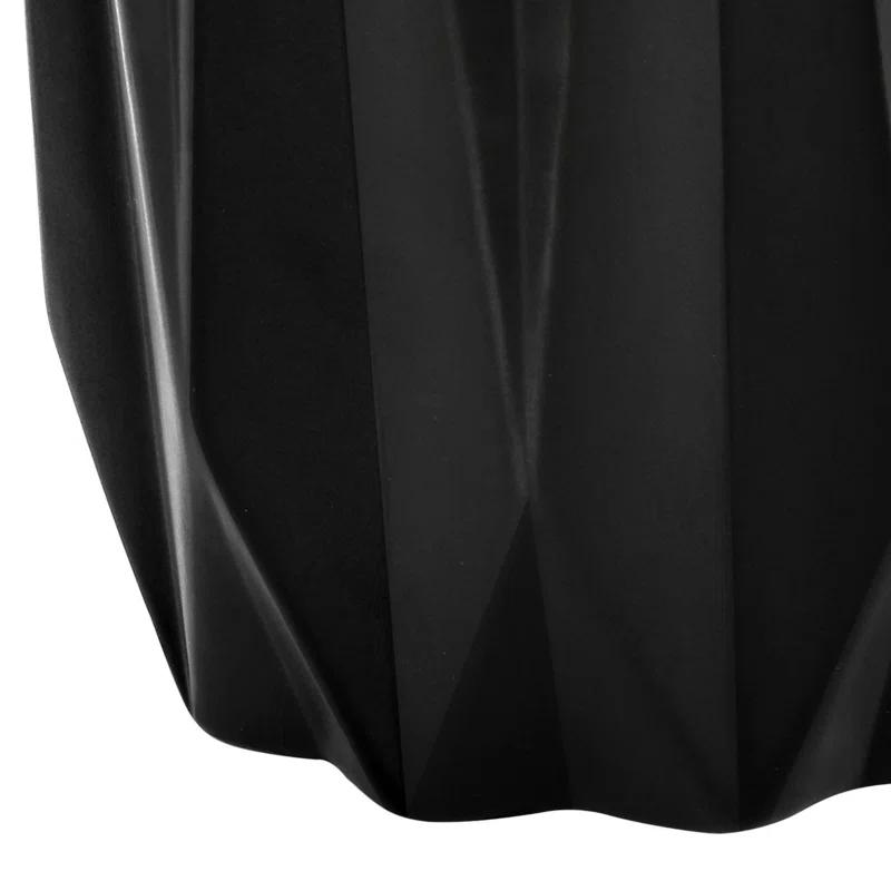 Benjara Table Lamp, 25 Inch Black Textured Ceramic Base, Ivory Fabric Shade