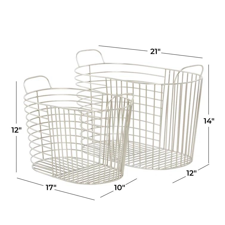 Abbie Metal Basket With Handles - Set of 2