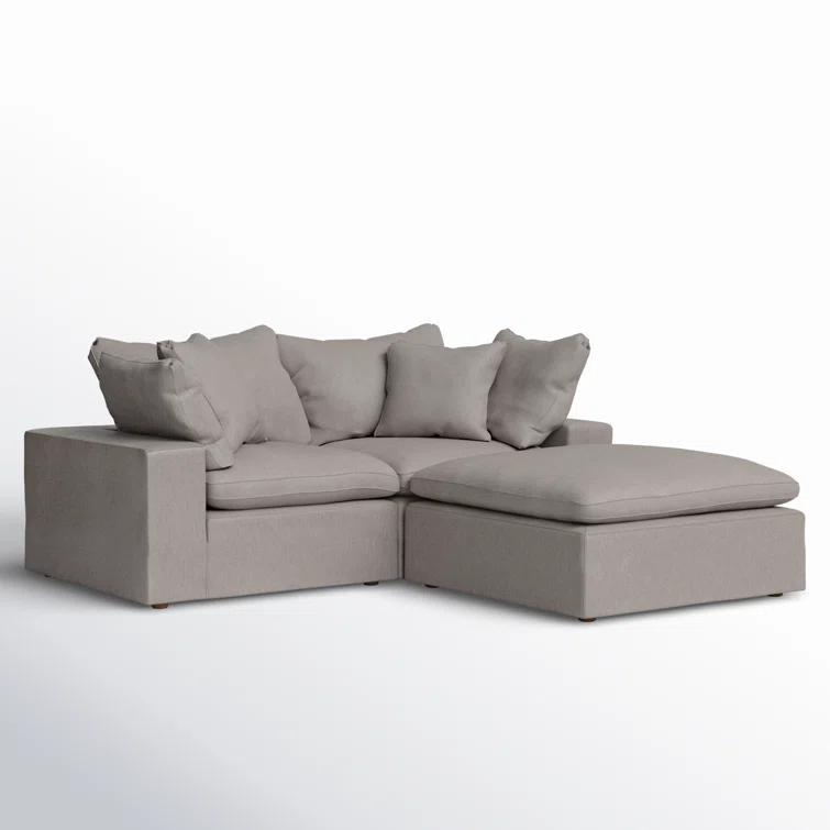 Modular Sectional Sofa - Light Grey Fabric Nook Couch - Home Living Room Seating