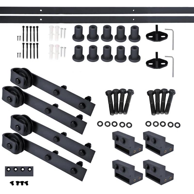 Calhome 84'' Solid Wood Paneled Painted with Installation Hardware Kit Barn Door