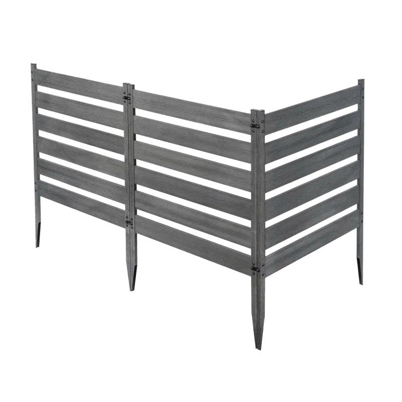 Zippity Outdoor Products 26in H x 24in W (3 Panels) No Dig Zippity Maui Fence Kit, Charcoal Color WoodTek Vinyl Fence Panel, Temporary Outdoor Border for Garden, Easy Install DIY Fence for Backyard, Patio, & Deck, ZP19066
