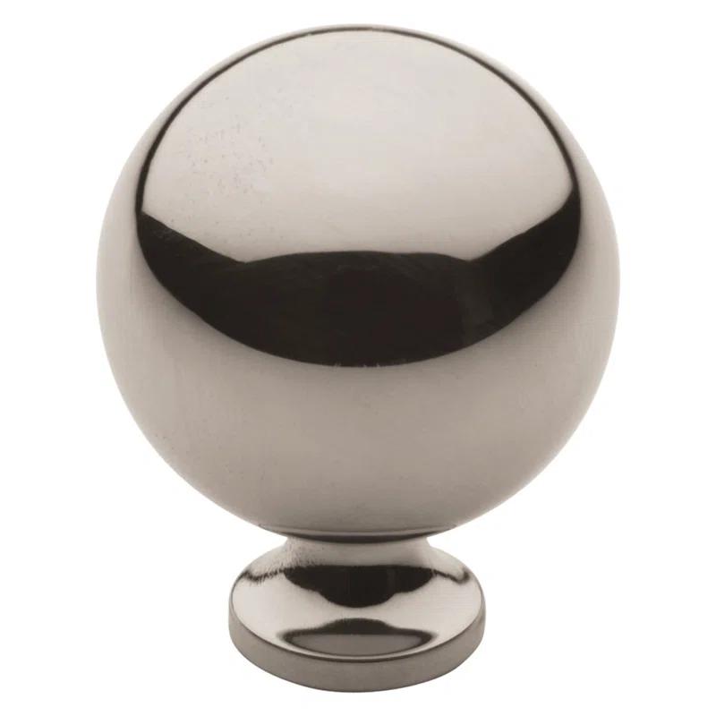 Polished Nickel Round Ball Knob with Mounting Hardware