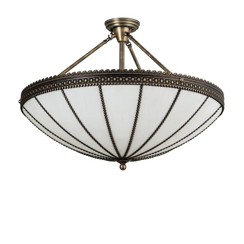 Meyda Lighting Meyda Tiffany & Stained Glass 4 - Light Antique Brass Unique/Statement Pendant