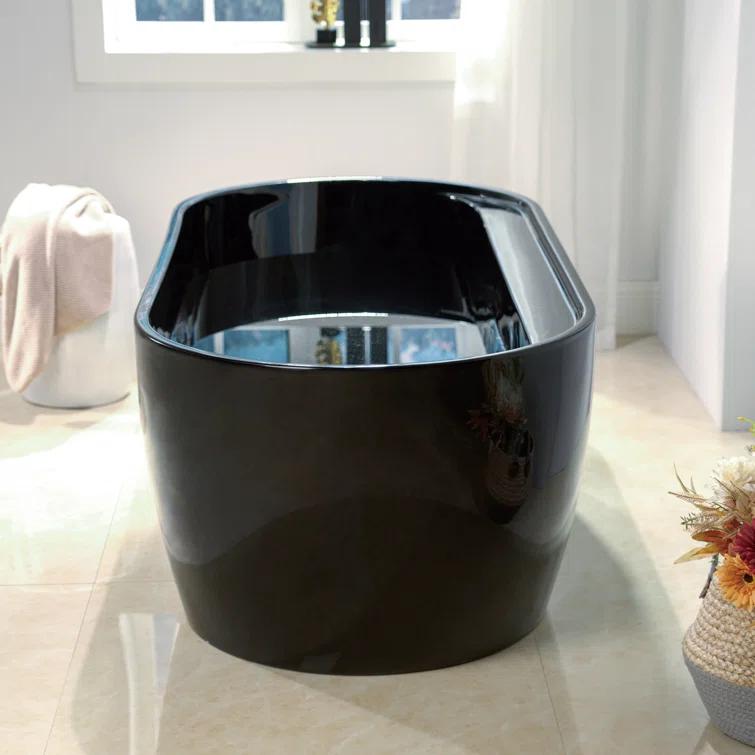 WoodBridge 72'' x 35.375'' Freestanding Acrylic Double Ended Bathtub with Wide Rim,  - Available in Glossy White/Black, with 5 Finish Options for Trim B8859-ORB