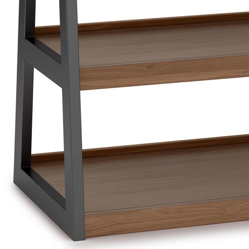 Simpli Home Sawhorse  Industrial 48 inch Wide SOLID WALNUT WOOD and Metal TV Media Stand