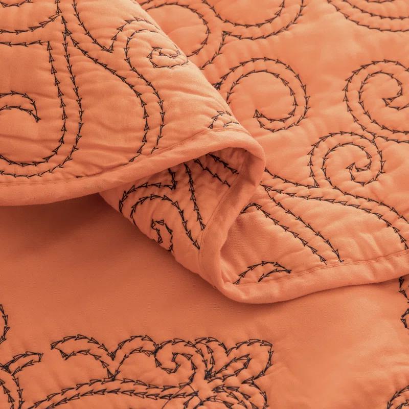 Home Soft Things Damask Embroidery Oversized 4 Piece Quilt Set