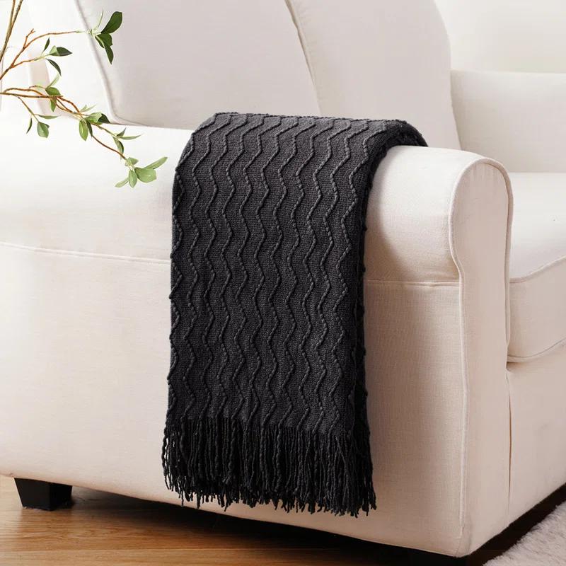 Battilo Home Throw Blanket for Couch, Textured Soft Throw Blankets, Decorative Knitted Blanket for Home Living Room Decor, 50"x60" | Wayfair