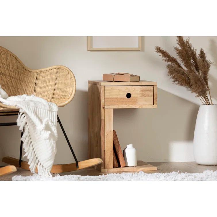 South Shore Kodali Solid Wood C Table End Table with Storage