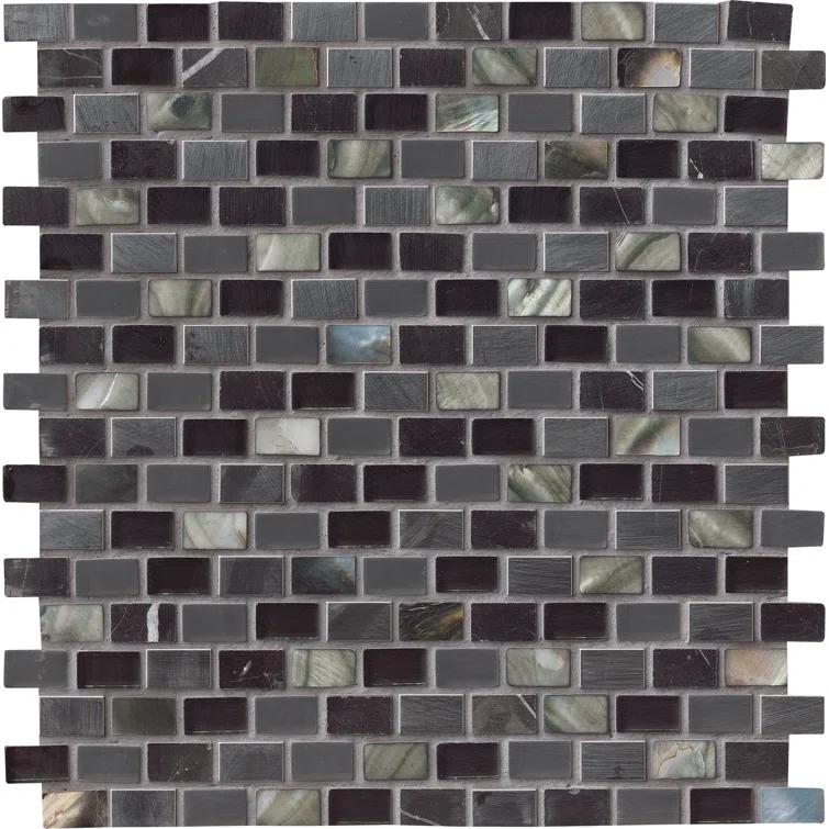 Ackland Midnight Pearl Natural Stone Mosaic Tile in Black