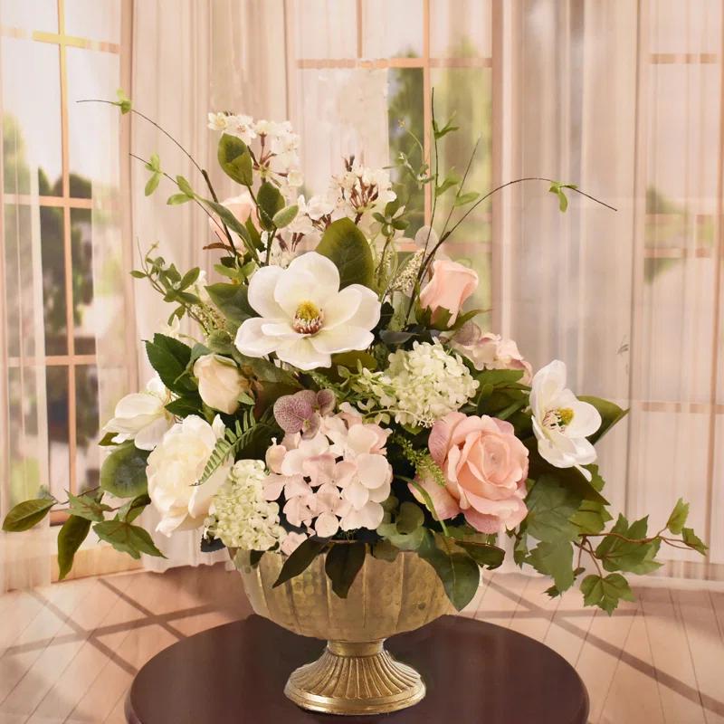 Floral Home Decor Faux Silk Arrangement in Vase