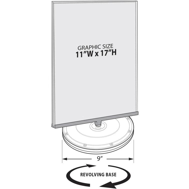 Azar Displays Two Sided Revolving Acrylic Sign Holder: 11"W x 17"H, 2-Pack (Set of 2)