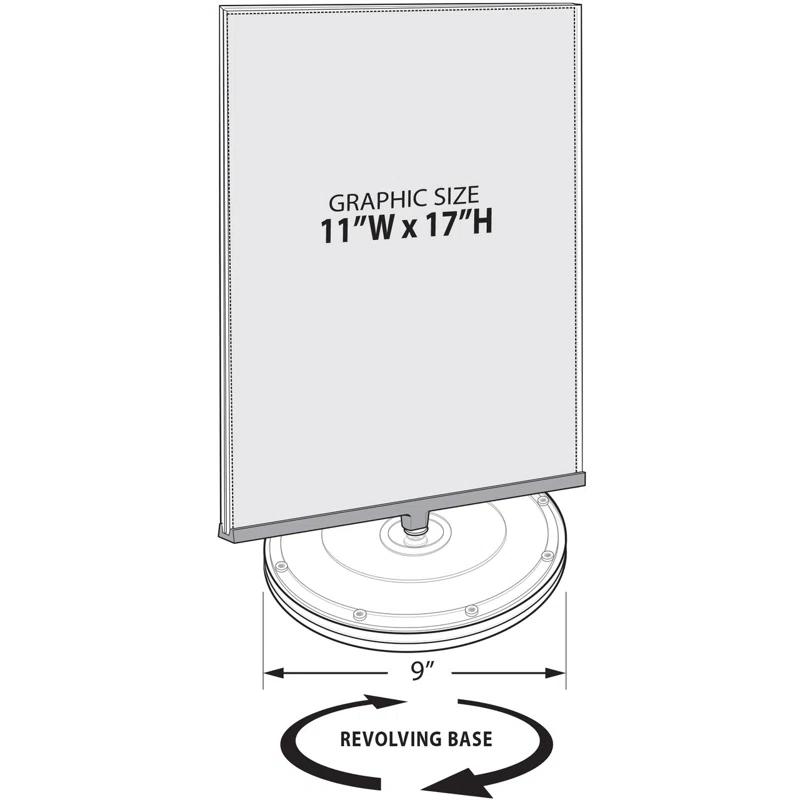 Azar Displays Two Sided Revolving Acrylic Sign Holder: 11"W x 17"H, 2-Pack (Set of 2)