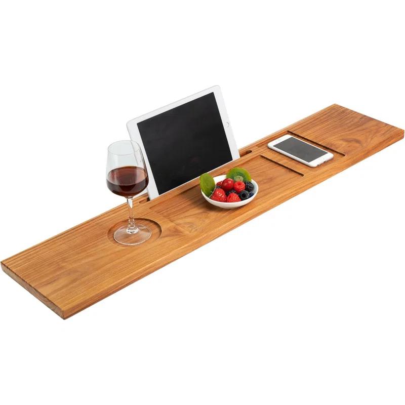 Rebrilliant Teak Bathtub Tray Table, Wooden Bath Board For Tub With Wine And Ipad Holder