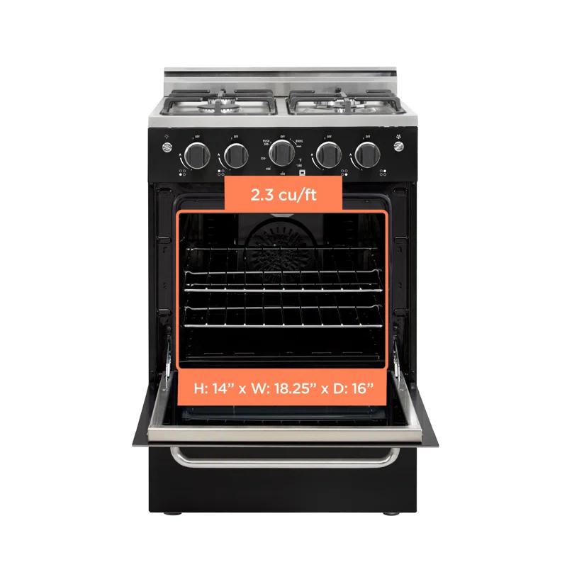 Unique Appliances Prestige 23.5" 4 burner 2.3 cu. ft. Freestanding Gas Range with Convection Oven UGP-24V PC1 B