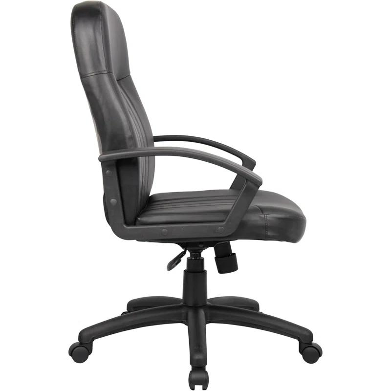 Executive Leather Budget Chair Black - Boss Office Products: Swivel, Lumbar Support, 250lb Capacity