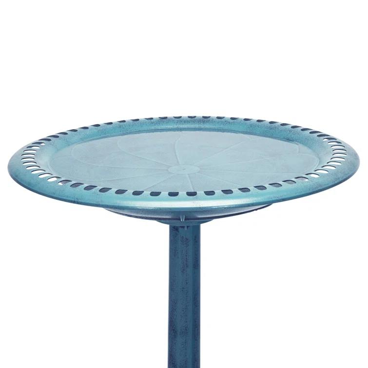 Alpine Pedestal Birdbath with Scrollwork Base and Stakes