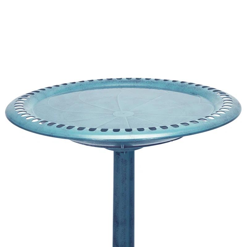 Alpine Pedestal Birdbath with Scrollwork Base and Stakes