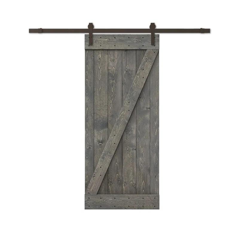 TMS 84'' Solid Wood Paneled Painted with Installation Hardware Kit Barn Door