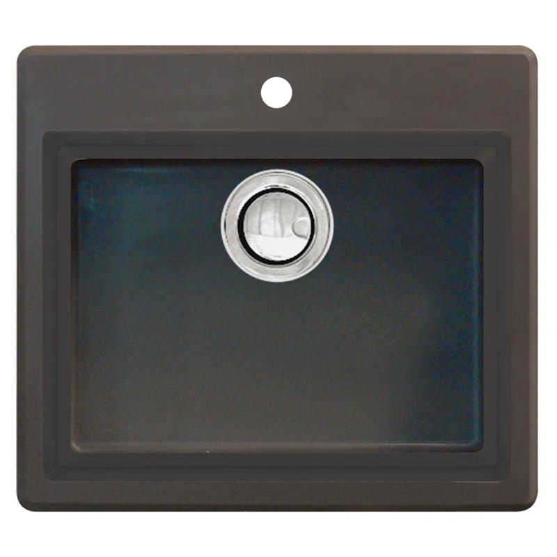 Transolid QTSB2220-12-1 22.44'' L Drop-In Single Bowl Granite Kitchen Sink
