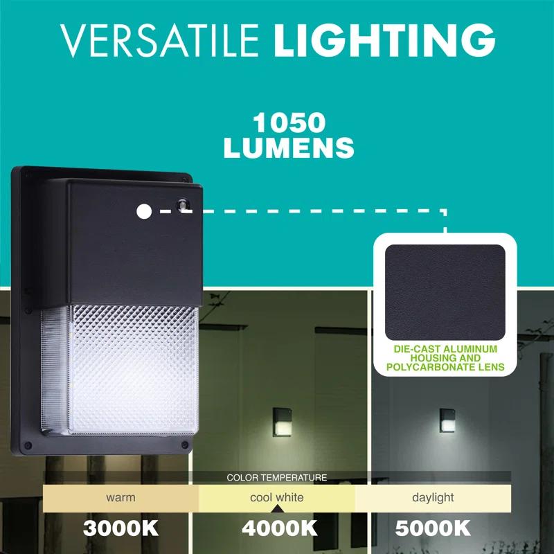 Simply Conserve 100-Watt Equivalent Integrated LED Black Mini Wall Pack Light, 4000K