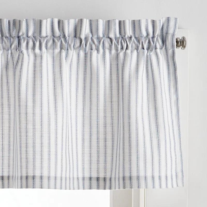 Martha Stewart Ticking Stripe Indigo Tier & Valance Set