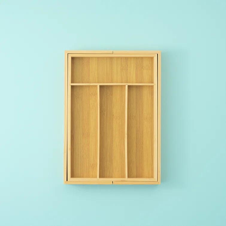 JoyJolt JoyJolt Bamboo Expandable Flatware Drawer Organizer for Kitchen Utensils