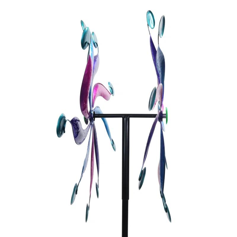 Exhart Exhart Kinetic Double Pinwheel Spinner Garden Stake, 24 by 84 Inches