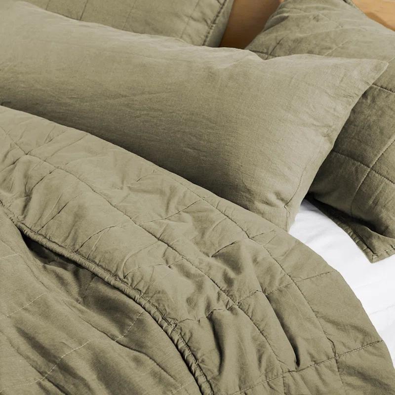 BOKSER HOME French Linen Box Stitch Quilted Sham Set