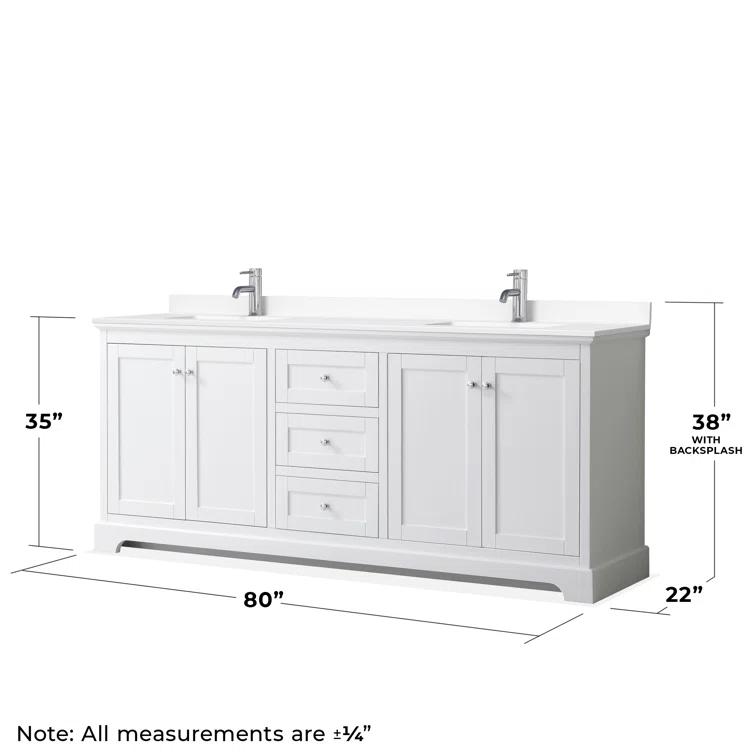 Wyndham Collection Avery 80'' Double Bathroom Vanity with Marble Top with Mirror