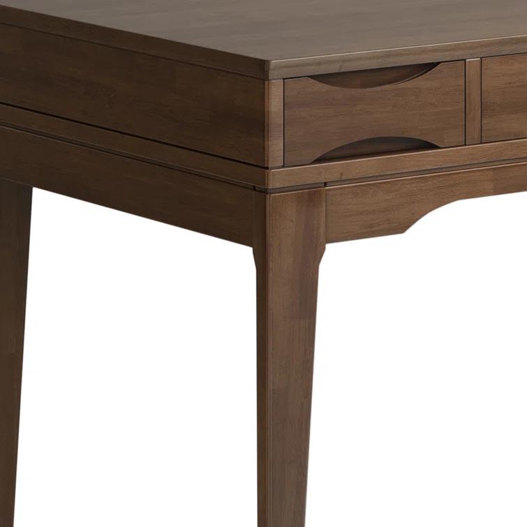 Simpli Home Harper Solid Wood Desk, Contemporary Style with Keyboard Tray and Storage