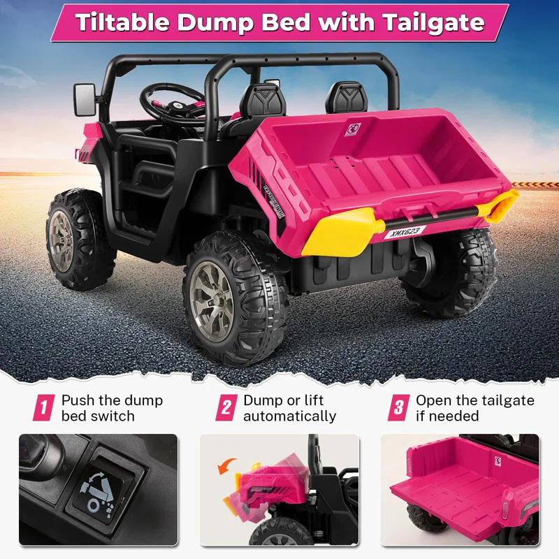 Himimi Delia Himimi 24 Voltage  Ride On Dump Truck, 2 Seater Kids UTV with Electric Dump Bed, Remote Control