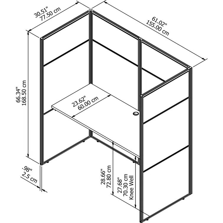 Bush Business Furniture Easy Office Rectangle 1 Person Cubicle with Cable Management