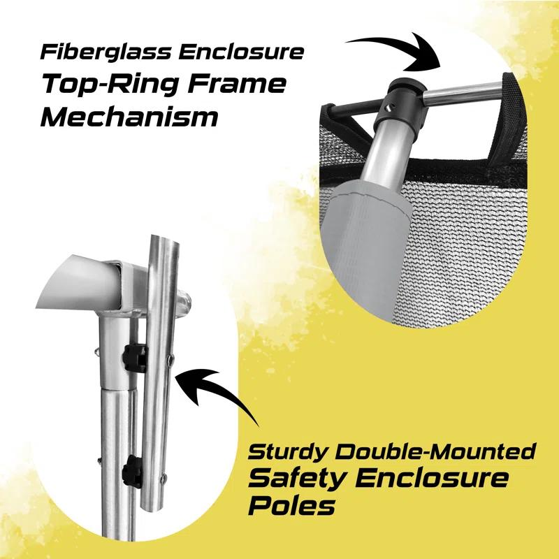 Moxie Machrus Moxie Pumpkin-Shaped Outdoor Trampoline Set w/ Premium Top-Ring Frame Safety Enclosure, 8 FT