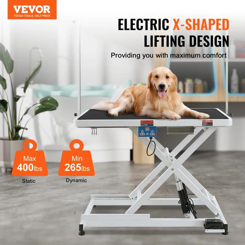 VEVOR 41'' H x 49.2'' W x 25.6'' D Metal Adjustable Electric Grooming Table