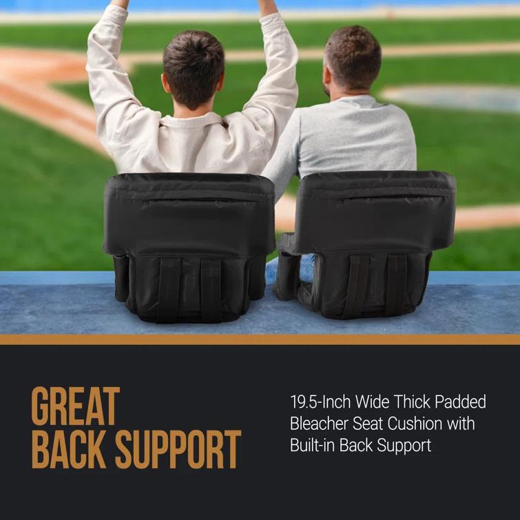 Home-Complete Stadium Seat Chair - Bleacher Cushion with Padded Back Support Armrests 6 Reclining Position