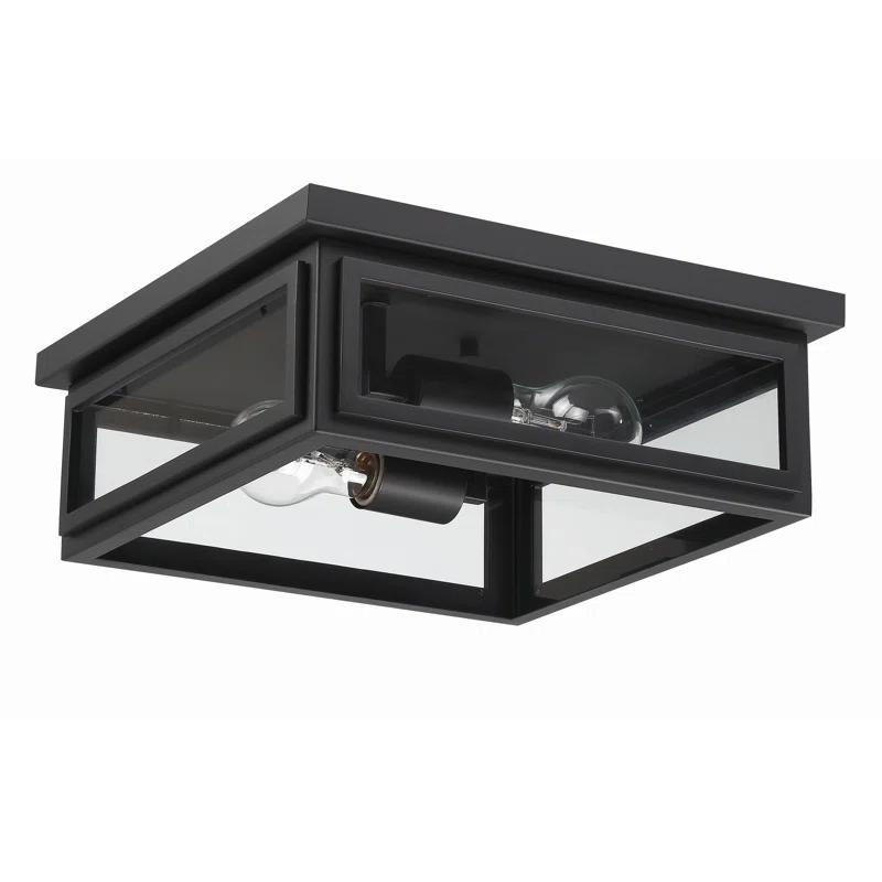 Crystorama Matte Black 2 - Bulb Outdoor Flush Mount
