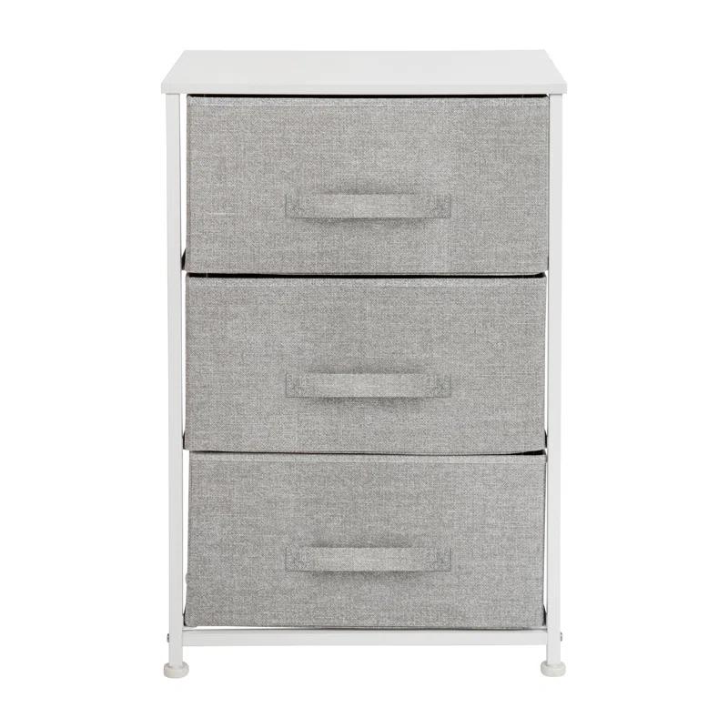 Flash Furniture Malone 3 Drawer Vertical Storage Dresser with Wood Top & Fabric Pull Drawers