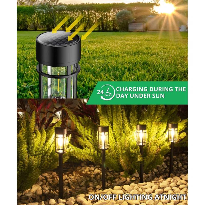 Zeki Shoggy 8 Pack Solar Pathway Lights Outdoor, Waterproof Solar Lights Outdoor With Metal & Glass Design - Auto On/Off, Long-Lasting, Landscape Lighting For Garden, Yard, Lawn, Driveway, Walkway
