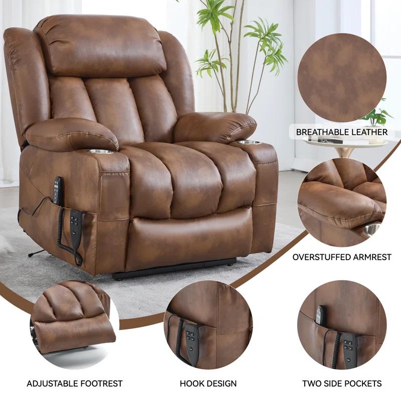 iYofe Dual Motor Lift Recliner Chair, Large Electric Chair Elderly, 8-Point Vibration Massage & Lumbar Heating, Up To 350 LBS, Cup Holders, Infinite Position