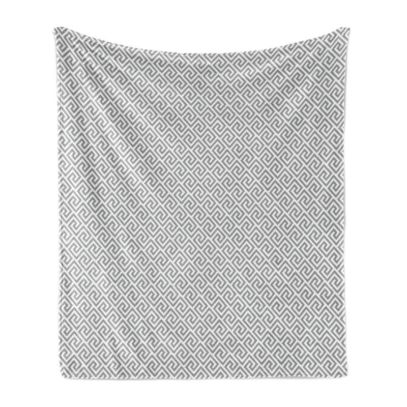 Ambesonne Geometric Fleece Throw Blanket Monochrome Pattern Lines Pale Grey White